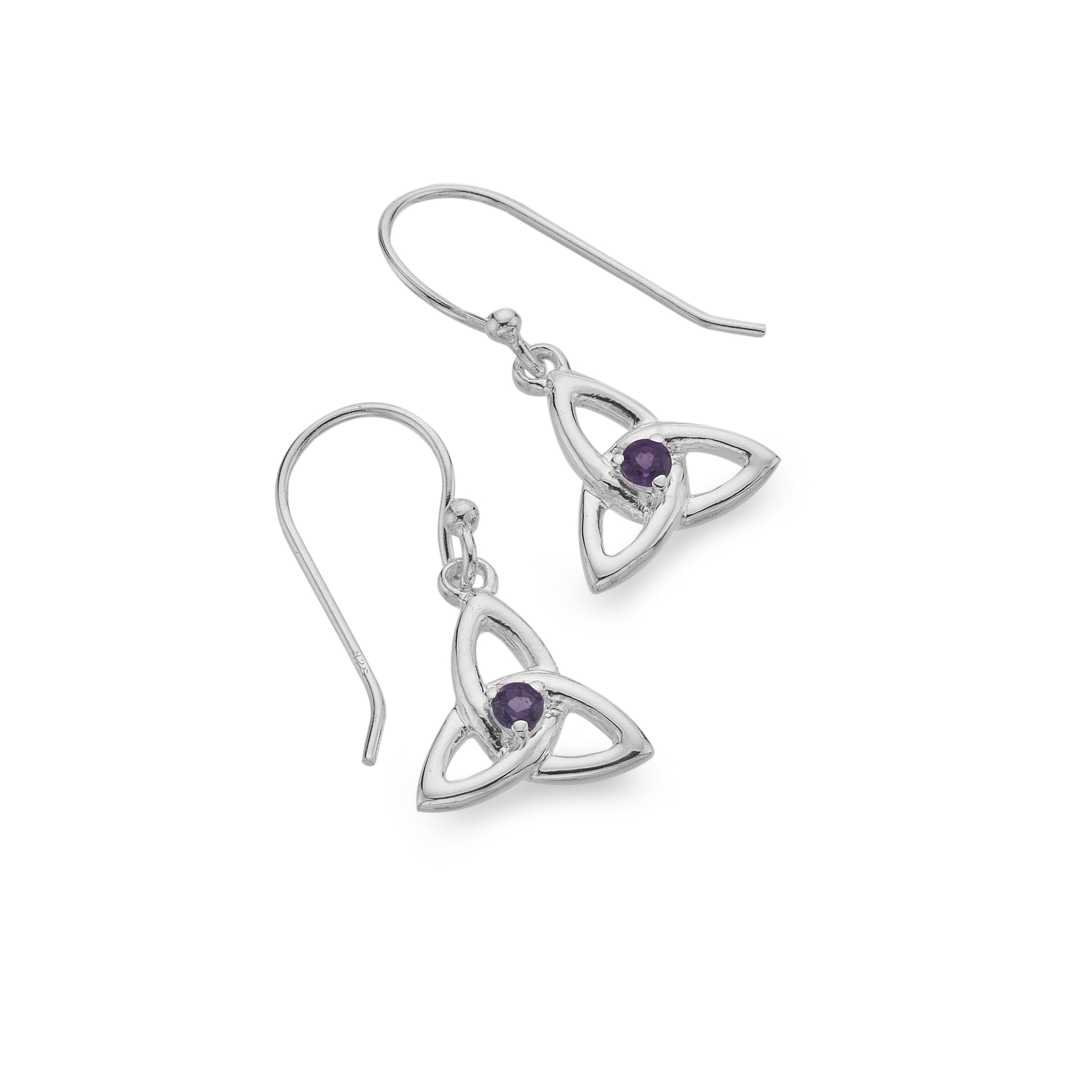 Amethyst Celtic Trinity Knot Earrings